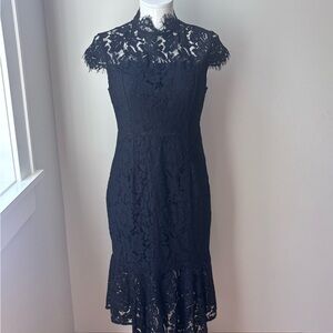 New Zesica Women's Size S Black Lace Wedding Sheath Dress Handkerchief Gorgeous